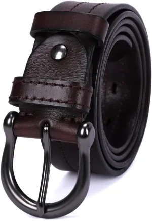 Mens Belts Full Grain Leather Real Italian Material Western Cowboy Belt 1.5 Wide Casual Jean Belt Gift Box Packaging