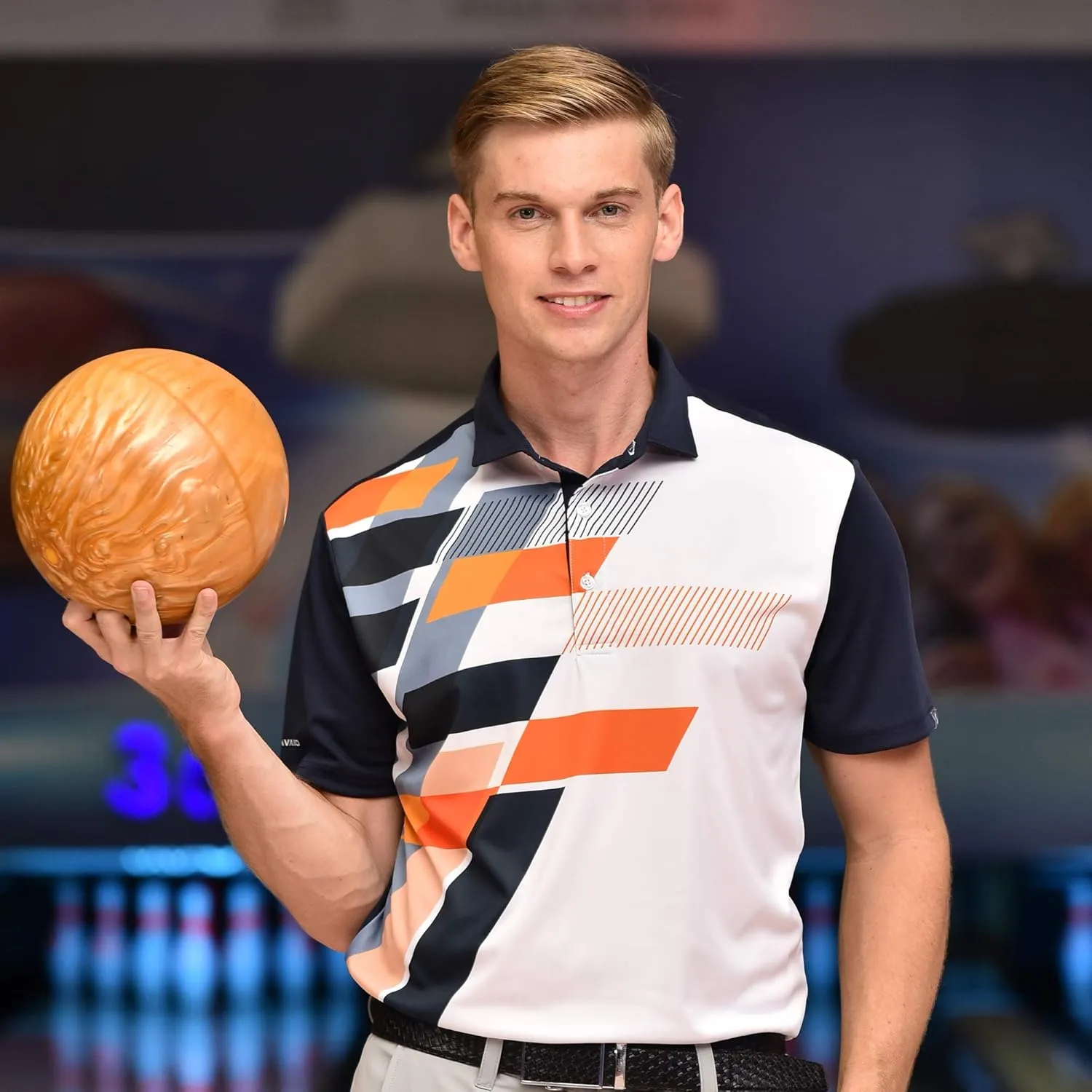 Men's Bowling Polo Shirts Material Wicks Sweat & Dries Fast, Size S-6XL