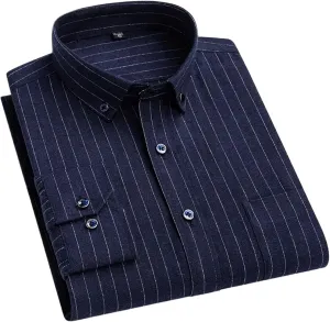 Men's Cotton Long-Sleeved Shirts Spring Autumn Square Collar Business Casual Large Size Men Tops