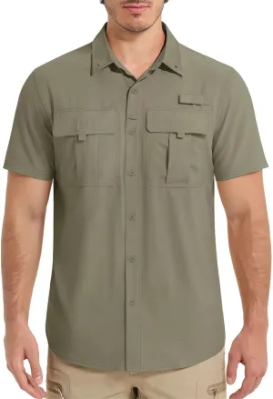 Men's Fishing Shirts Short Sleeve Button Down Shirts Sun Protection Quick Dry Breathable Tops