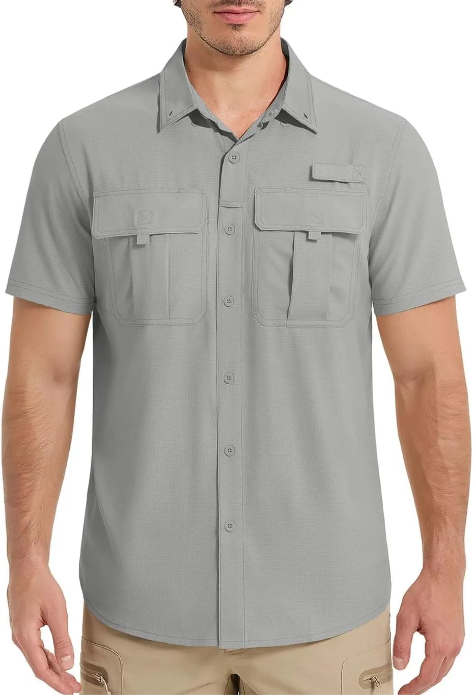 Men's Fishing Shirts Short Sleeve Button Down Shirts Sun Protection Quick Dry Breathable Tops