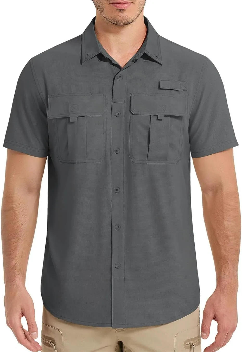 Men's Fishing Shirts Short Sleeve Button Down Shirts Sun Protection Quick Dry Breathable Tops