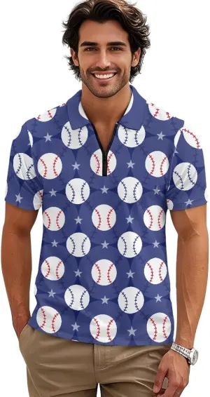 Men's Shirts Short Sleeve Zipper Shirt Slim Fit Tennis Golf Shirts Summer Casual Workout Athletic Tops