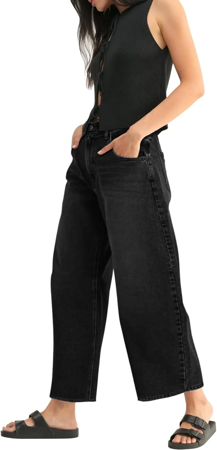 Mid Rise Leopard Print Barrel Jeans for Women Stylish Boyfriend Wide Leg Baggy Denim Pants Trendy Printed Pants
