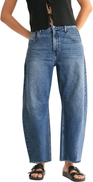 Mid Rise Leopard Print Barrel Jeans for Women Stylish Boyfriend Wide Leg Baggy Denim Pants Trendy Printed Pants