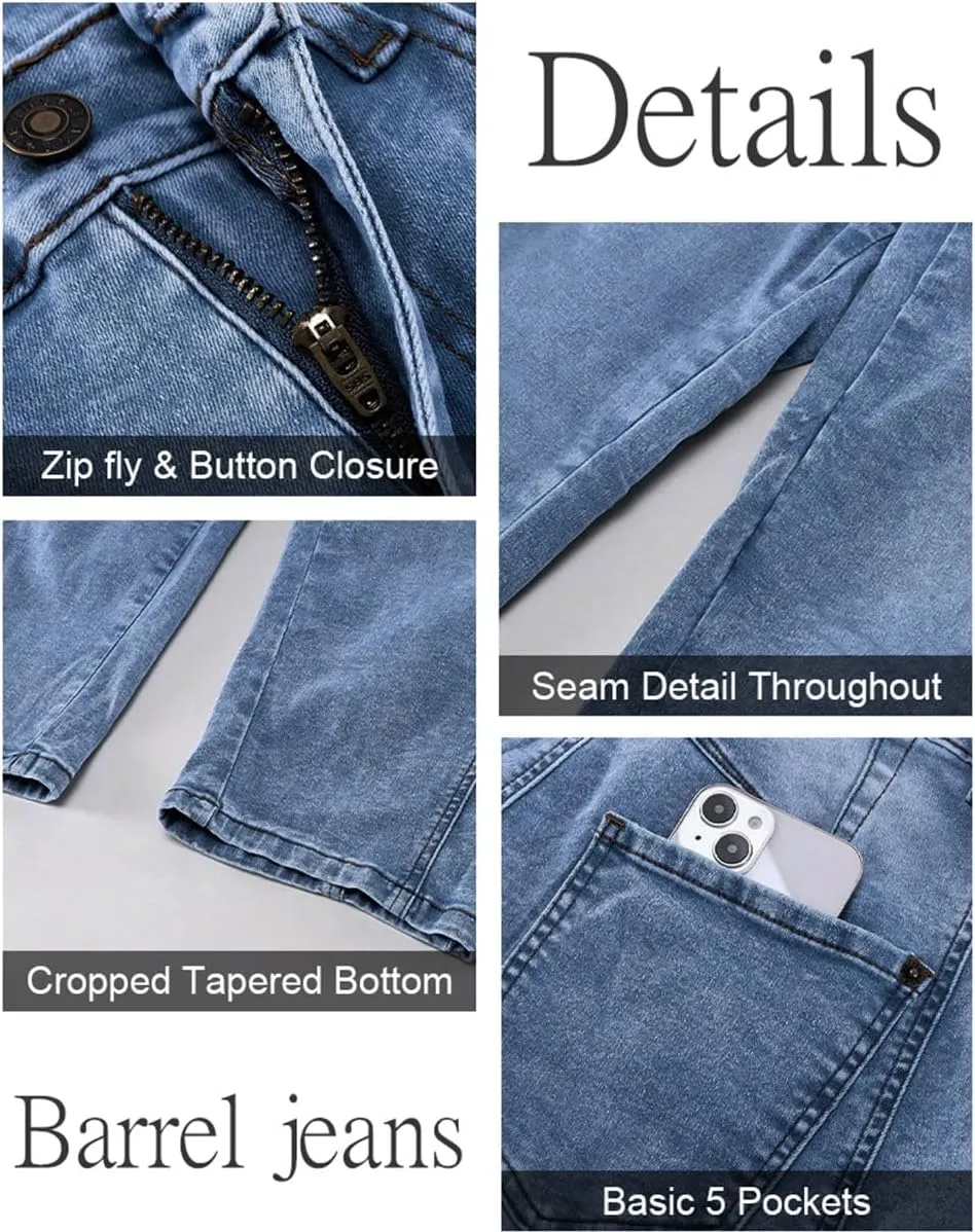 Mid Rise Leopard Print Barrel Jeans for Women Stylish Boyfriend Wide Leg Baggy Denim Pants Trendy Printed Pants