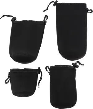 Mikikit Waterproof Camera Lens Case 4 Pack Neoprene Pouches for Dslr Lenses and Elastic for Protection