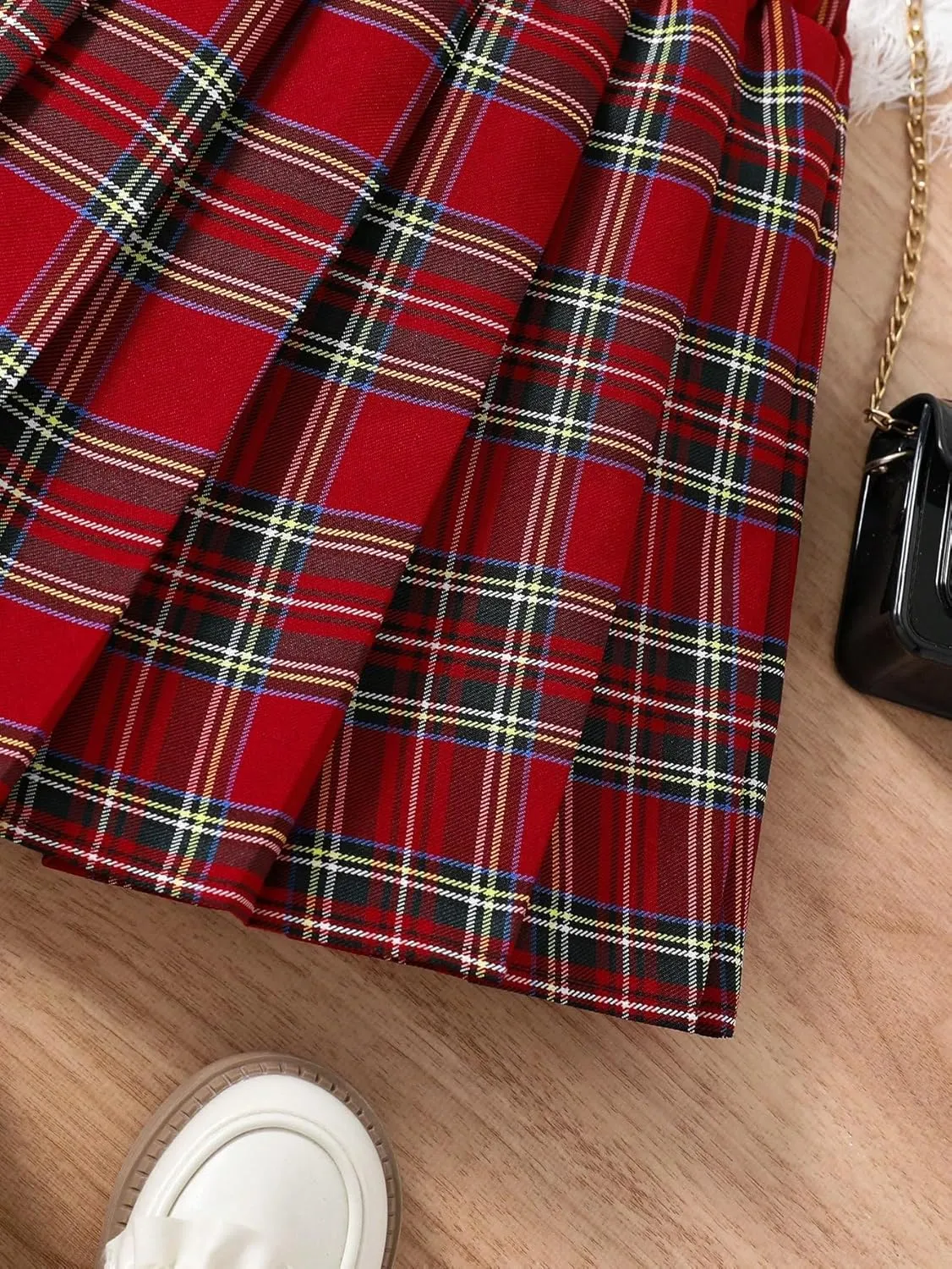 Milumia Girl's Plaid Print Mini Skirt Elastic Waist Pleated A Line Skater Tennis Skirts