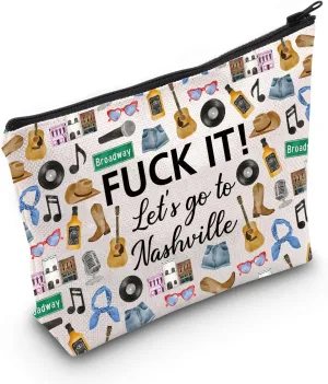 MNIGIU Nashville Cosmetic Makeup Bag Nashville Travel Gift Nashville Travel Pouch Girls Trip to Nashville Gift for Her (Go to Nashville), Medium