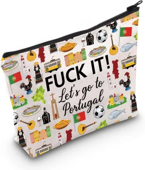 MNIGIU Portugal Cosmetic Makeup Bag Portugal Travel Gift Portugal Travel Pouch Girls Trip to Portugal Gift for Her (Go to Portugal), Medium