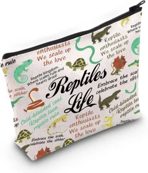 MNIGIU Reptiles Lover Gift Herpetologist Gift Reptiles Life Makeup Zipper Pouch for Reptile Owner Reptile Keeper (Reptiles Life), Medium