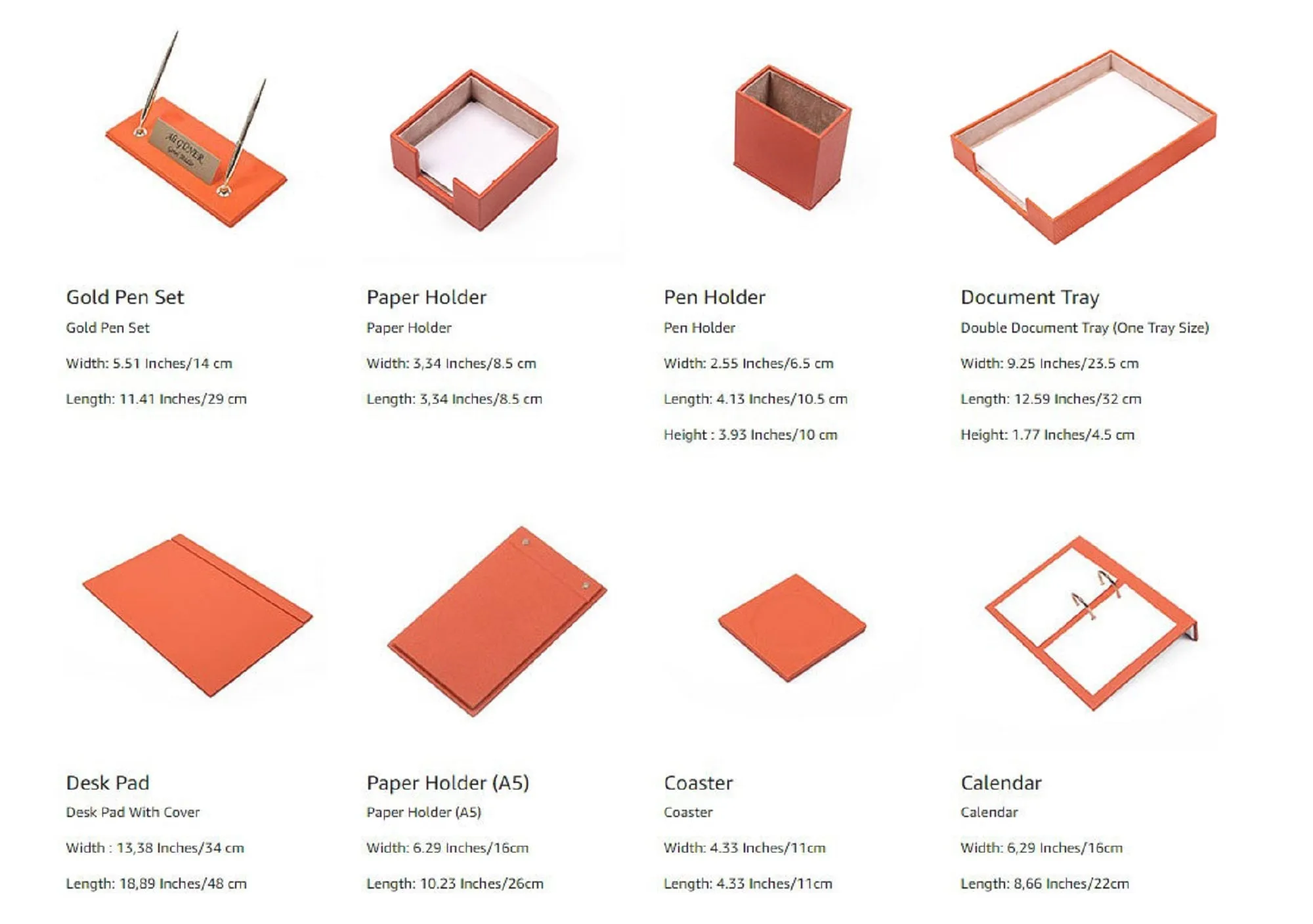 MOOG Leather Desk Set - Single Document Tray- Orange - 10 PCS