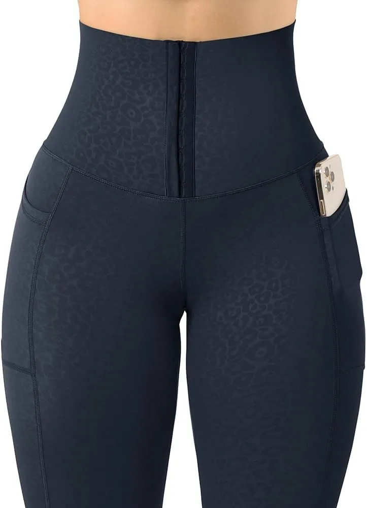 MOOSLOVER Women Corset High Waisted Leggings with Pockets Tummy Control Body Shaper Yoga Pants