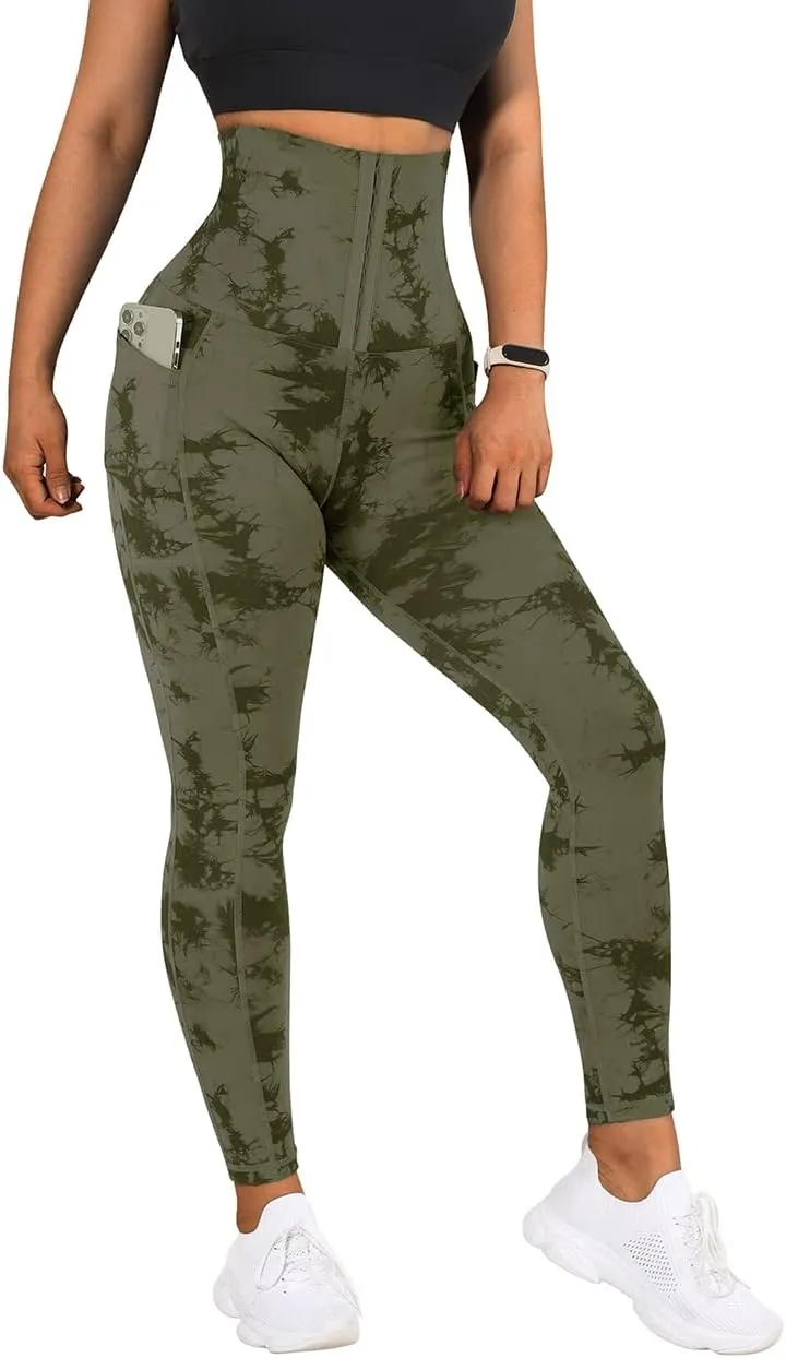 MOOSLOVER Women Corset High Waisted Leggings with Pockets Tummy Control Body Shaper Yoga Pants