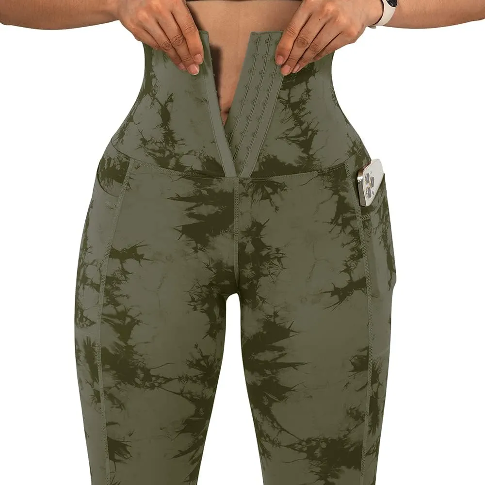 MOOSLOVER Women Corset High Waisted Leggings with Pockets Tummy Control Body Shaper Yoga Pants