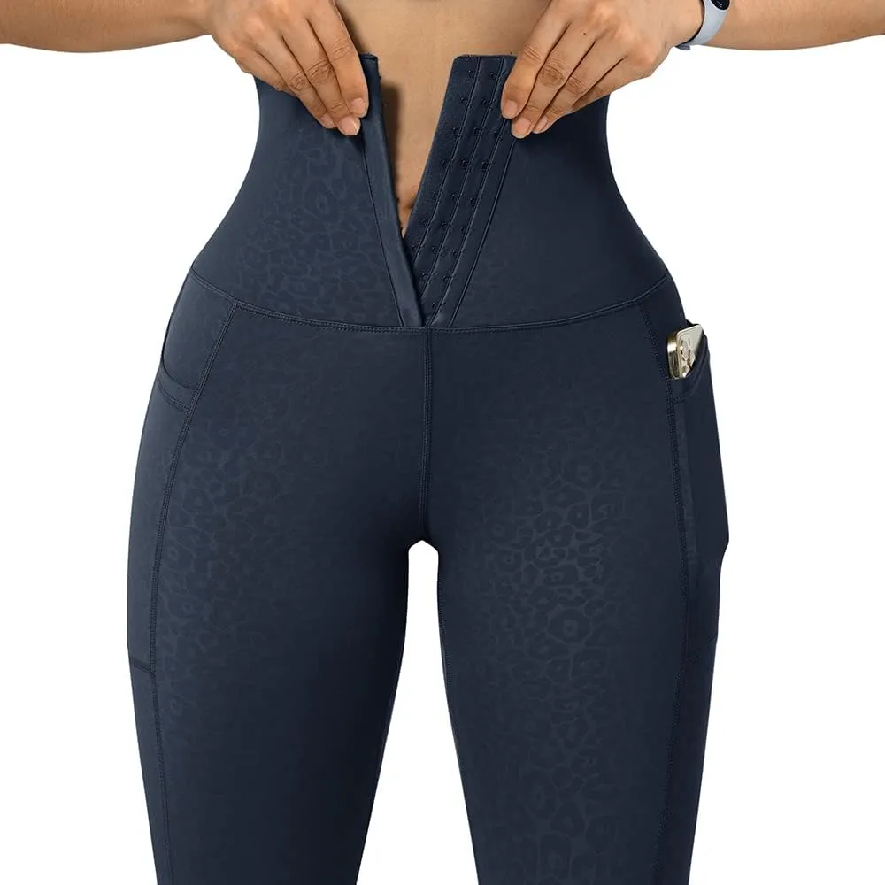 MOOSLOVER Women Corset High Waisted Leggings with Pockets Tummy Control Body Shaper Yoga Pants