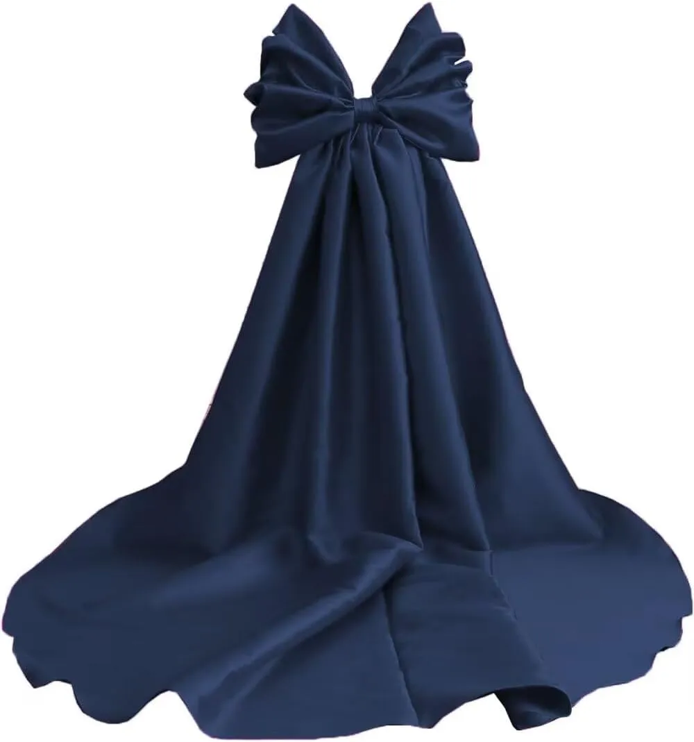 Mouccy Wedding Cape with Big Bow Sleeves Satin Cloak for Bridal Accessories 2M Cathedral Length Wrap Detachable Train