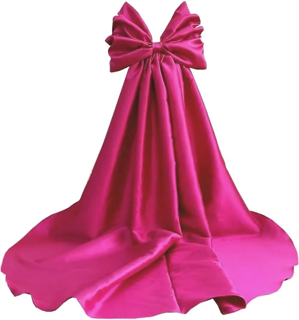 Mouccy Wedding Cape with Big Bow Sleeves Satin Cloak for Bridal Accessories 2M Cathedral Length Wrap Detachable Train