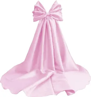 Mouccy Wedding Cape with Big Bow Sleeves Satin Cloak for Bridal Accessories 2M Cathedral Length Wrap Detachable Train