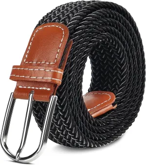 Multicolored Woven Stretch Belt for Men and Women, Braided Elastic Golf Belts Jeans Casual Pants Sport Belt
