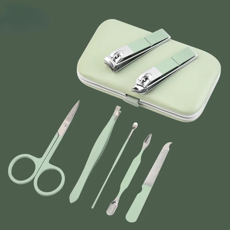 Nail Public Lift Matcha Green 7-Piece Manicure Nail Beauty Tool Set Cross-Border Nail Scissors 7-Piece Set Nail Clippers Full Set