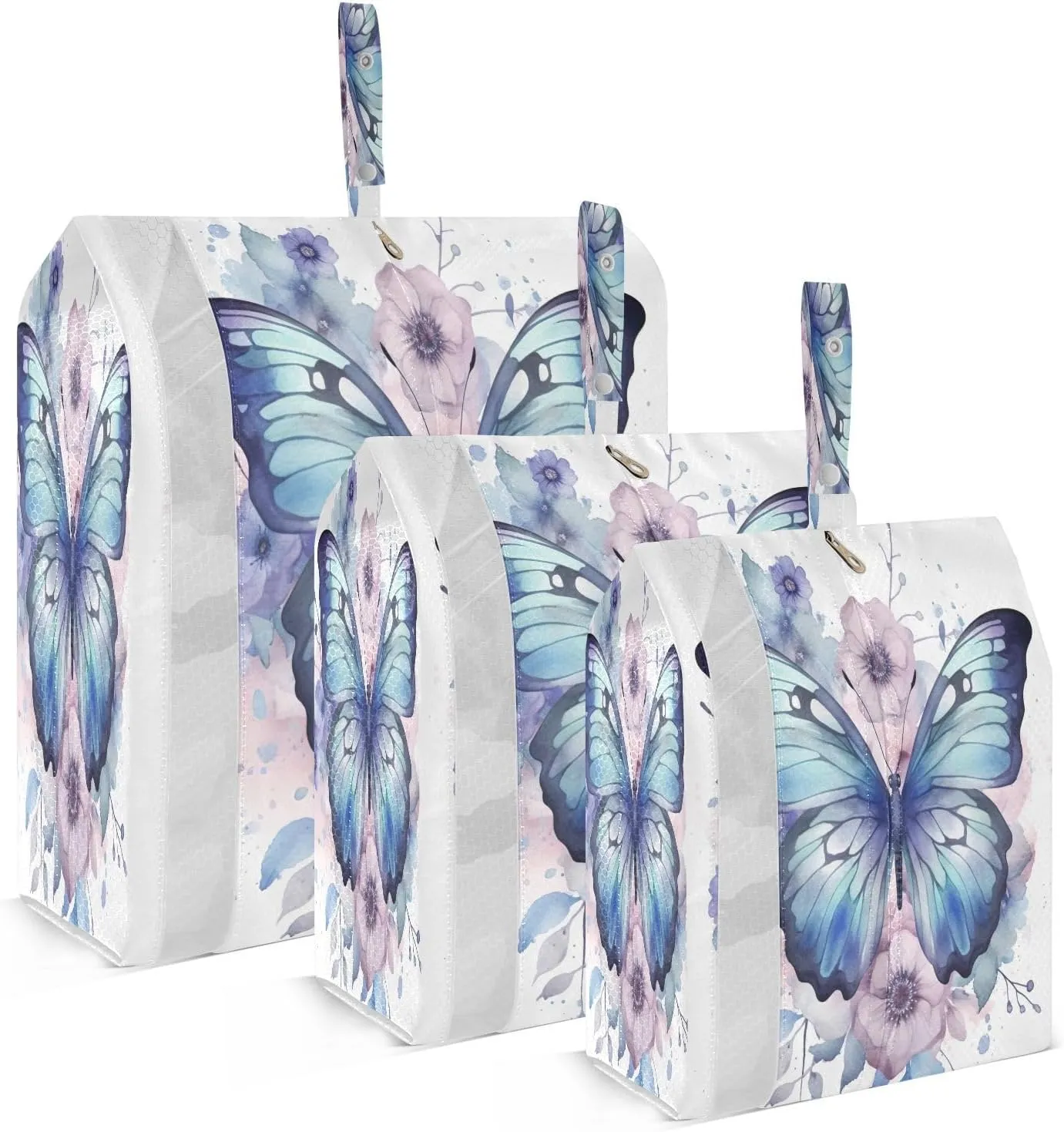Navy Blue Butterfly Flower Compression Packing Cubes Suitcase Organizer Bags Set for Travel Cubes for Women Travel Accessories