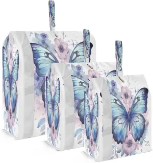 Navy Blue Butterfly Flower Compression Packing Cubes Suitcase Organizer Bags Set for Travel Cubes for Women Travel Accessories