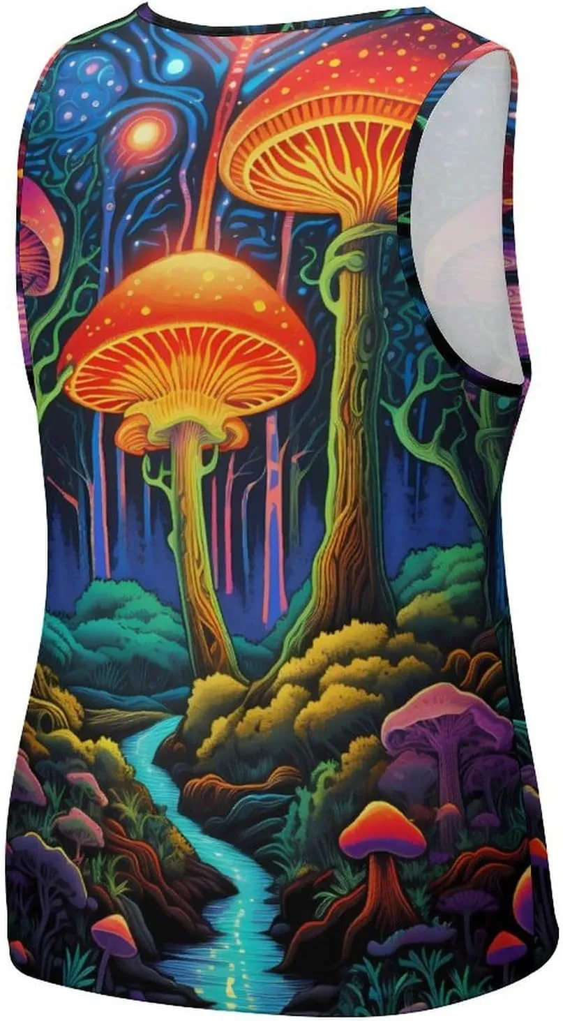 Night Glow Fantasy Forests Mens Tank Top Undershirt Sleeveless Gym Vest Workout T-Shirts