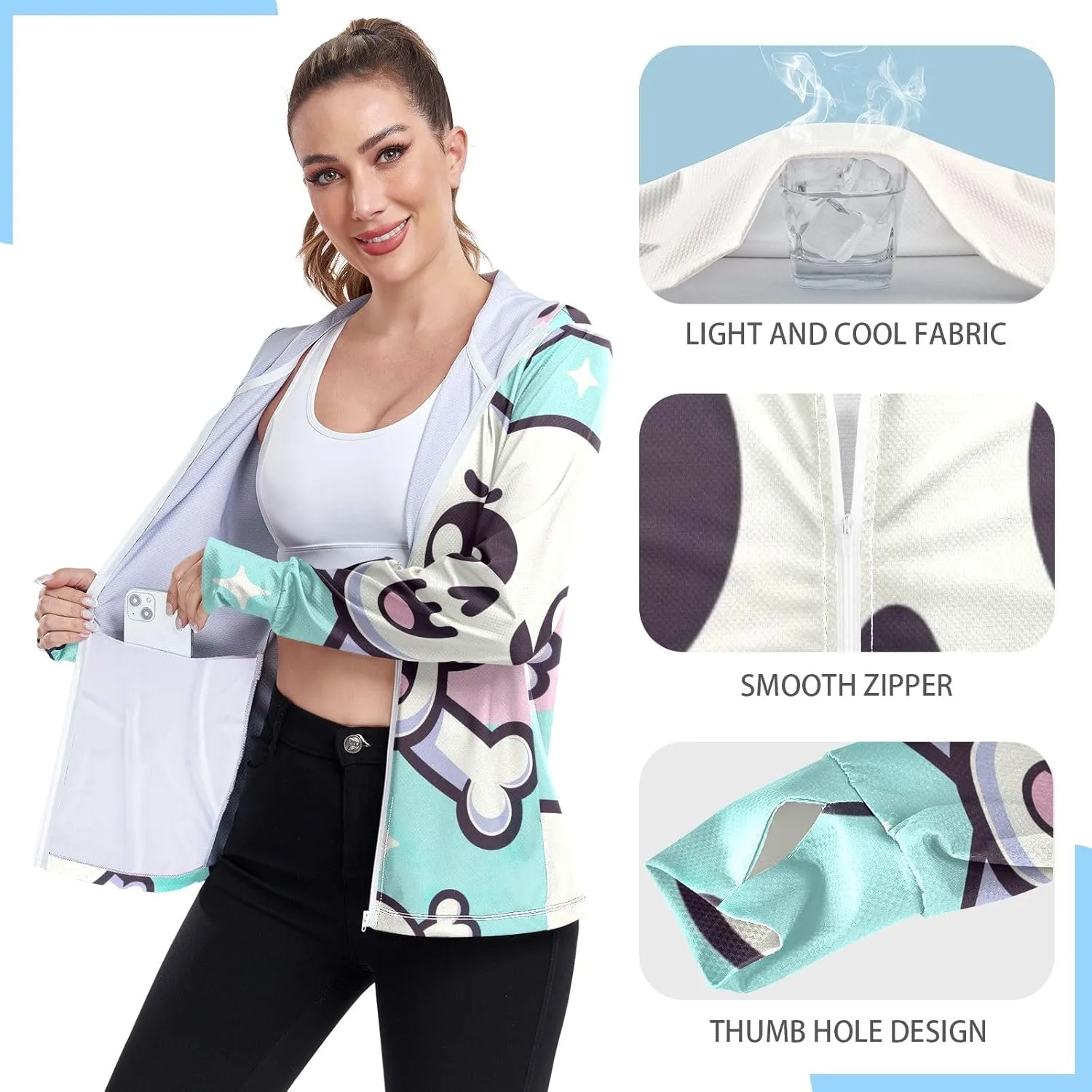 ODAWA Womens Sun Protection Shirts Long Sleeve Sun Shirt Zip Up Hoodie Womens Spf 50 Shirts
