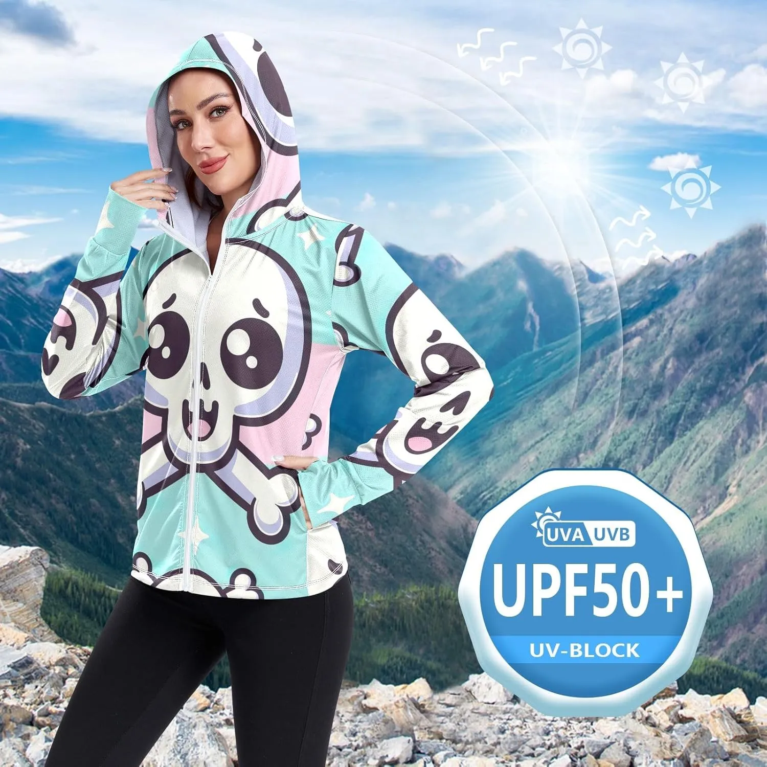 ODAWA Womens Sun Protection Shirts Long Sleeve Sun Shirt Zip Up Hoodie Womens Spf 50 Shirts