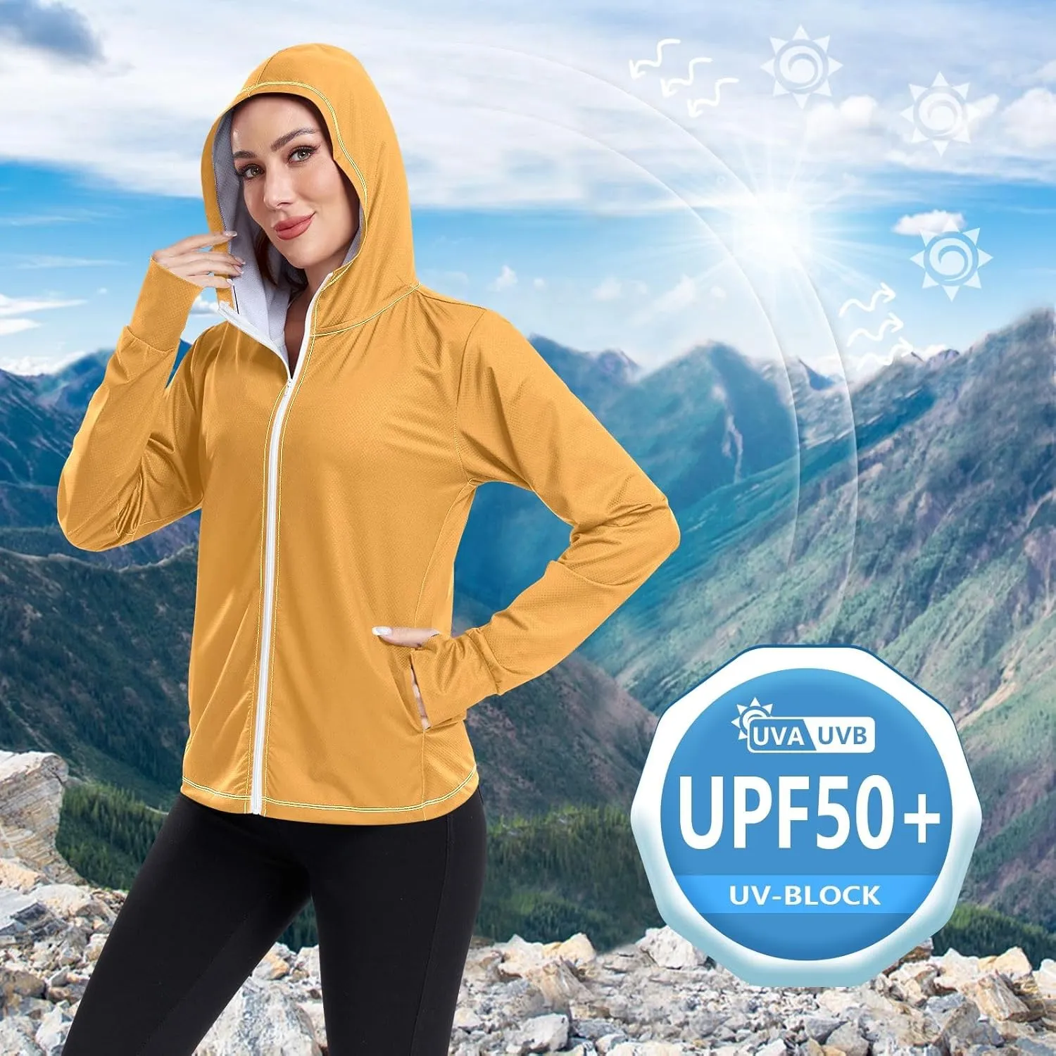 ODAWA Womens Sun Protection Shirts Long Sleeve Sun Shirt Zip Up Hoodie Womens Spf 50 Shirts