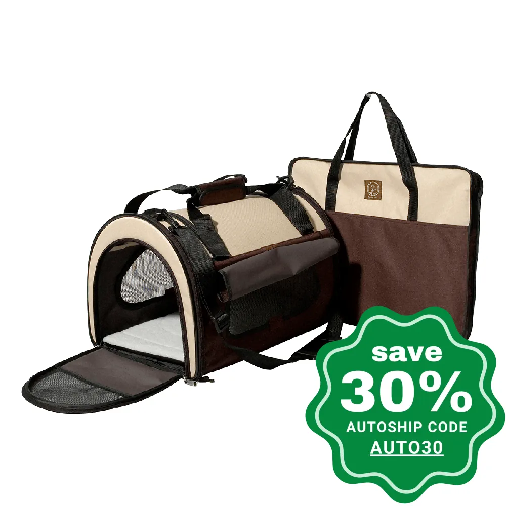 One for Pets - Folding Carrier - Dome - Cream/Brown - 17.5" x 11.5" x 11.5"(L)