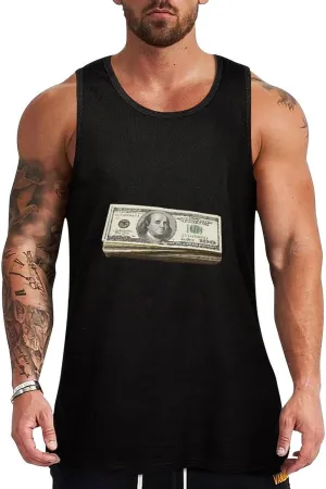 One Hundreddollar Bill U.S. Mens Tank Top Cotton Undershirt Crewneck Sleeveless Shirt for Summer