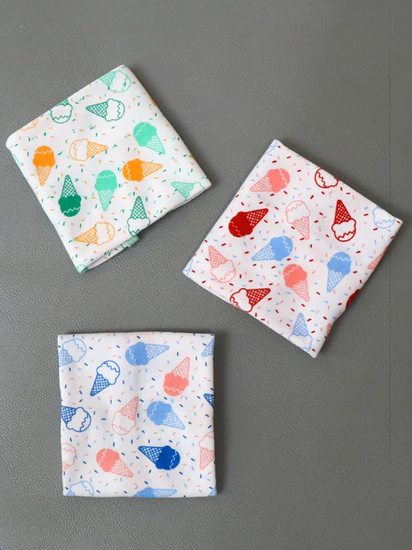Pack Of 3 Face Towels/Napkins For Newborn Multi Design & Multi Color 08