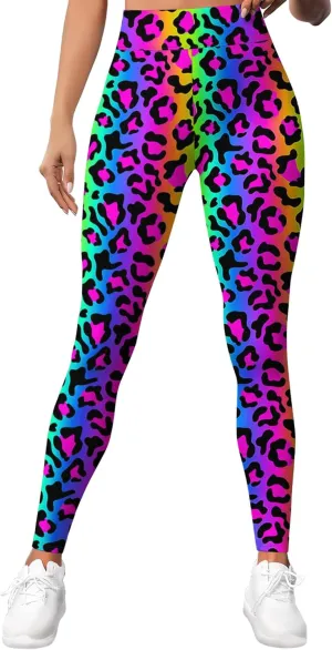 PAGYMO Leggings for Women Printed Funny Gym Womens Yoga Pants Leopard Cheetah Legging, X-Large, Wlg-023445