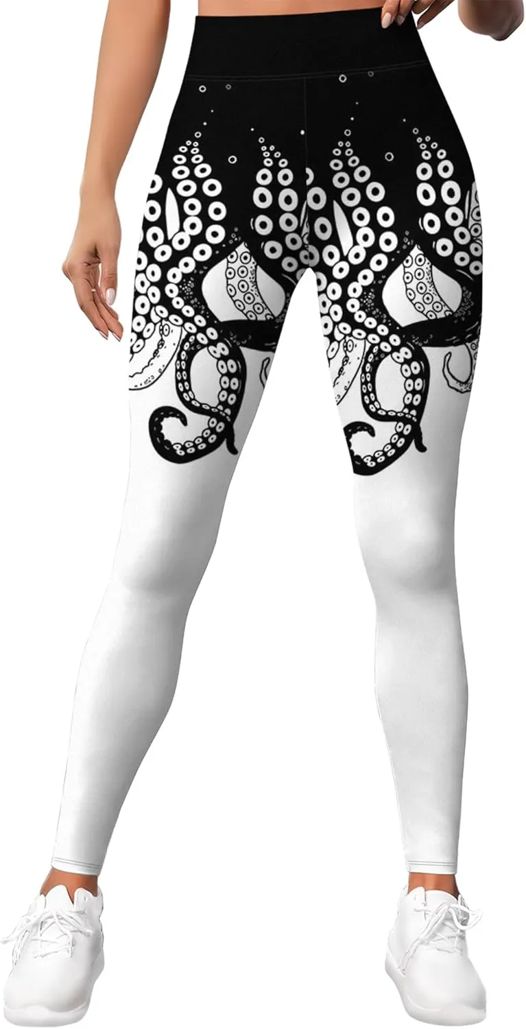 PAGYMO Leggings for Women Printed Funny Gym Womens Yoga Pants Octopus Legging Pant, 3X-Large, Wlg-022866