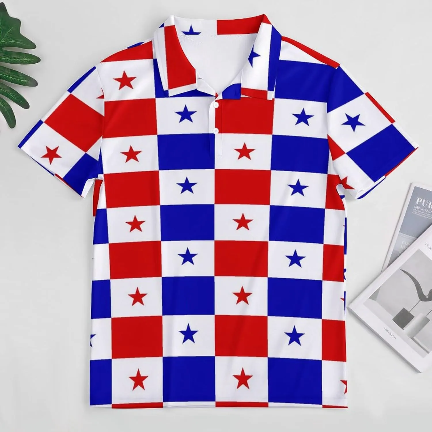Panama Flag Stitching Mens Polo Shirts Quick Dry Short Sleeve T-shirts Slim Tennis Collared Tees Tops