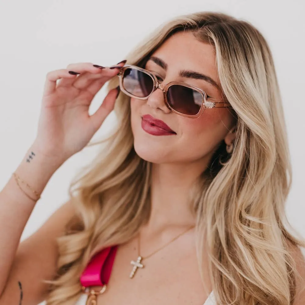 Peach Retro Oval Sunglasses