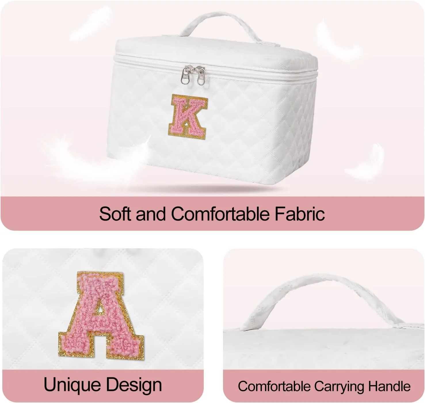 Personalized Makeup Bag Set,Initial Cosmetic Bag for Women,Cute Make Up Bags,Toiletry Organizer Travel Accessories-S