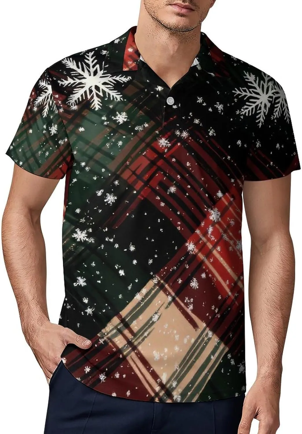 Pink-Art Pattern Men's Polo Shirts Short Sleeve Blend Performance Fashion Business Casual Collared Shirts