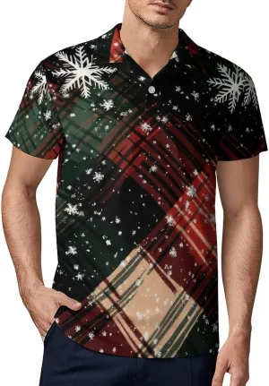 Pink-Art Pattern Men's Polo Shirts Short Sleeve Blend Performance Fashion Business Casual Collared Shirts