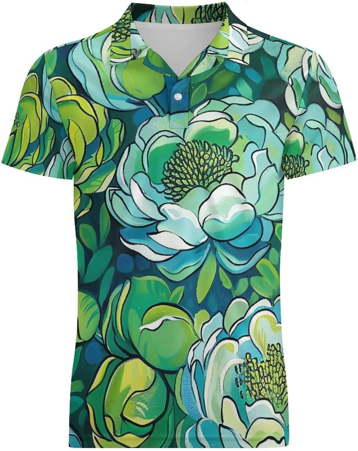 Pink-Art Pattern Men's Polo Shirts Short Sleeve Blend Performance Fashion Business Casual Collared Shirts