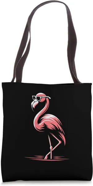 Pink Flamingo in Sunglasses Men Women Kids Funny Flamingo Tote Bag