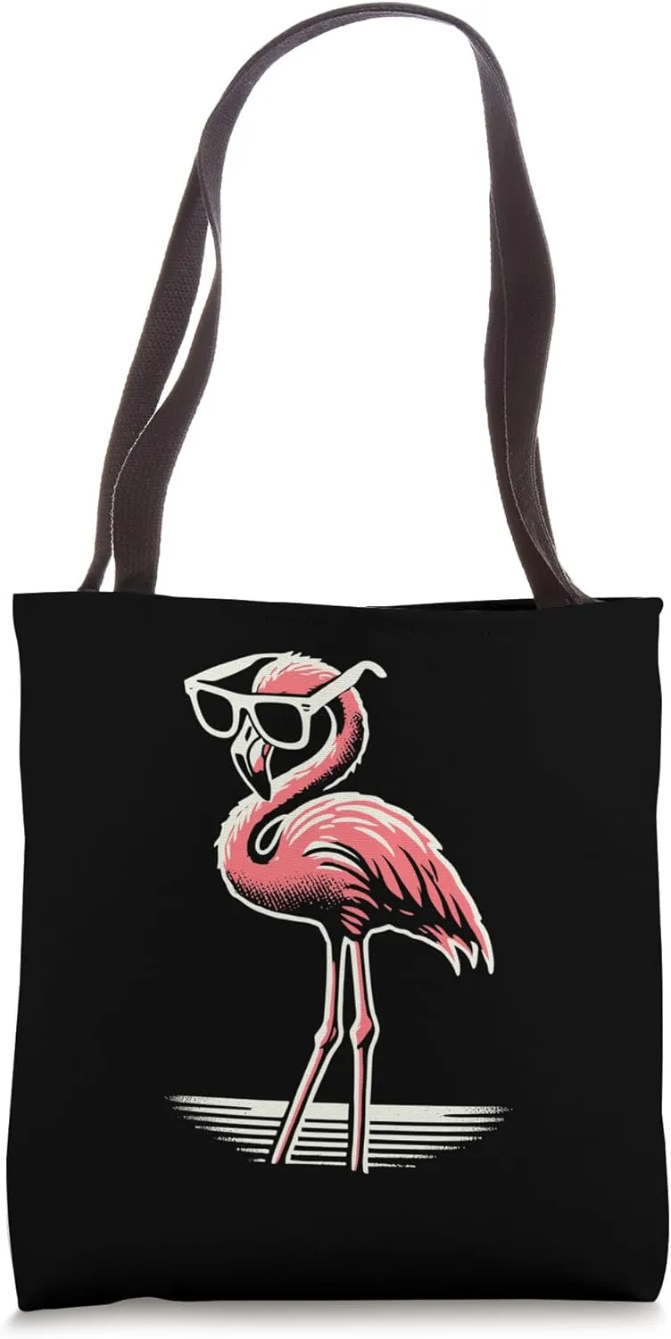 Pink Flamingo in Sunglasses Men Women Kids Funny Flamingo Tote Bag