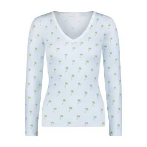 Polkadot PALM SKY Print V NECK LS w Cluny
