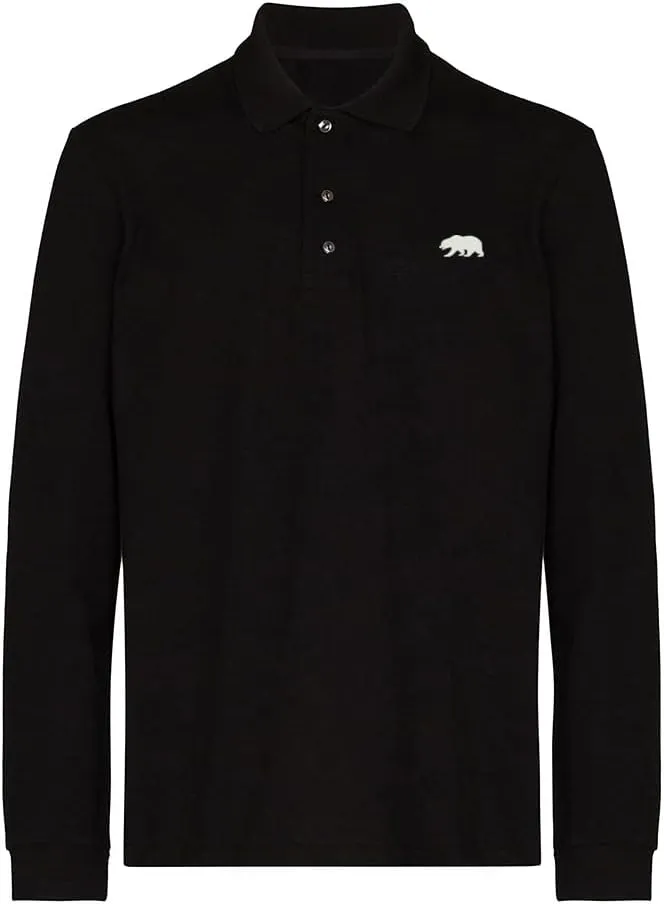 Polo Shirts for Men Bear California Embroidered Long Sleeve Mens Polo Shirts