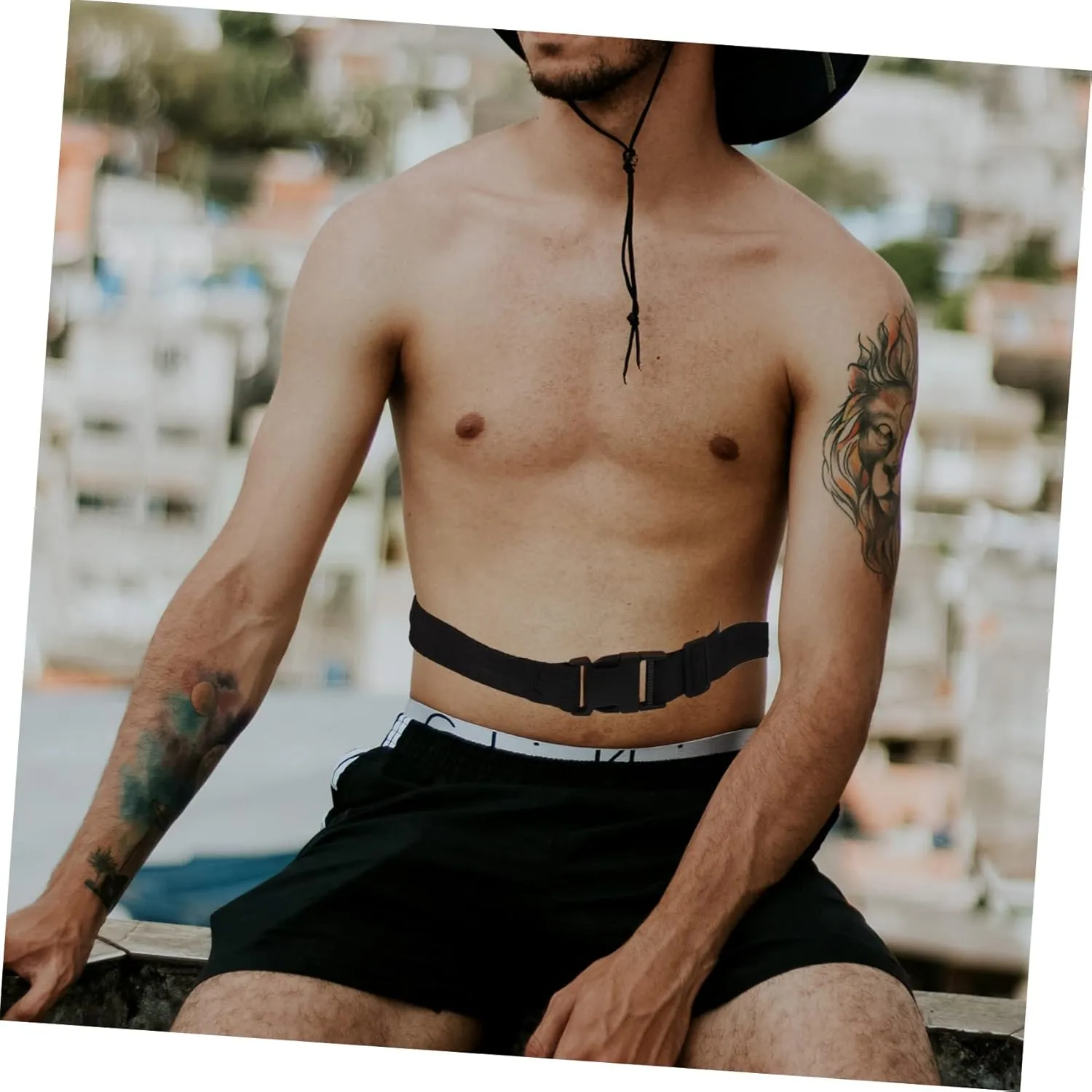 POPETPOP Money Belt for Women Waist Belt Buckle Gym Belt Small Belts Running Women Concealed Elastic Outdoor