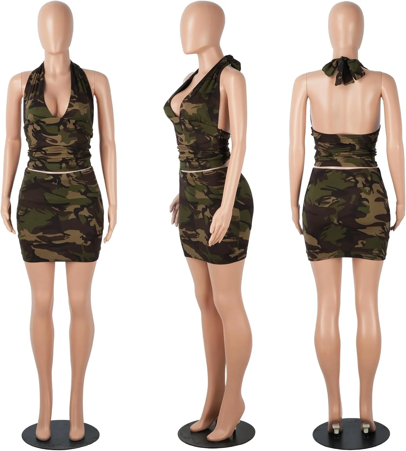 PORRCEY Women Sexy Casual 2 Piece Leopard Cheetah Print Party Club Bodycon Mini Dress