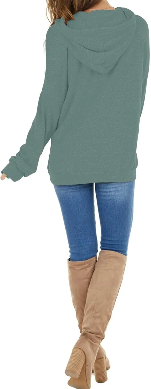 PRETTODAY Women's Casual Lightweight Hoodies Long Sleeve White Drawstring Sweatshirts Loose Pullovers with Pocket