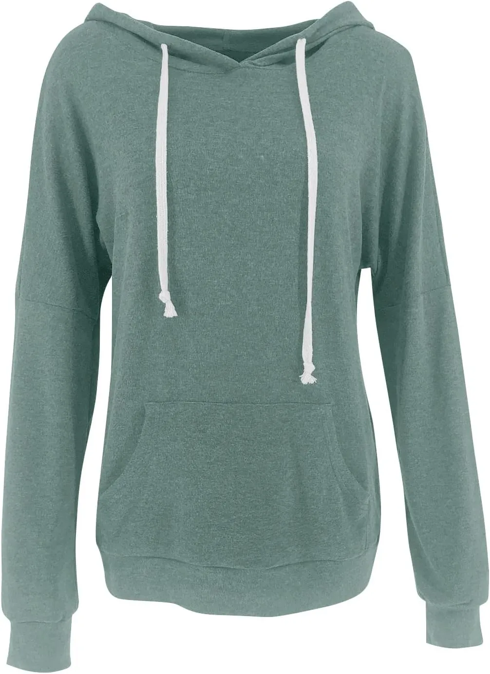 PRETTODAY Women's Casual Lightweight Hoodies Long Sleeve White Drawstring Sweatshirts Loose Pullovers with Pocket